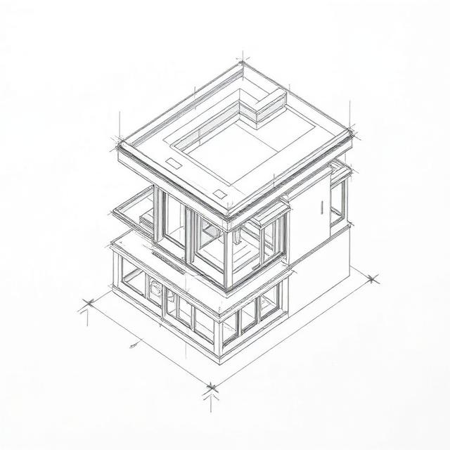 Axonometric sketch of a facade construction detail