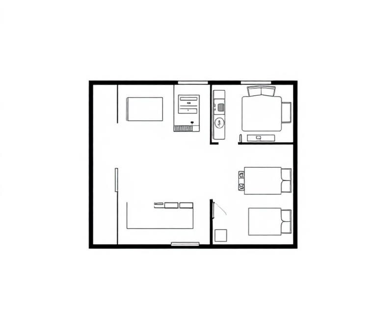 Floor plan study of a small apartment