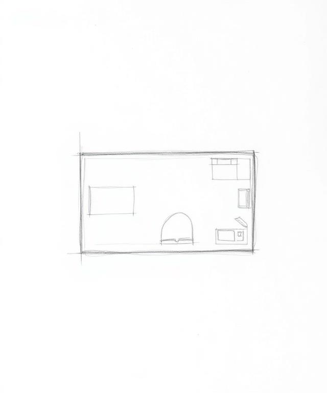 Loose pencil study of a house layout